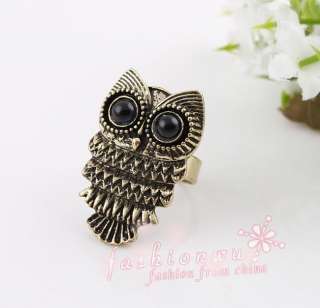 3pcs Ancient Bronze Plated Cute With Big Eyes Owl Rings