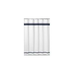  White and Navy Hotel Kids Bathroom Fabric Bath Shower Curtain 