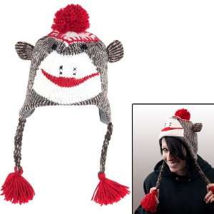  Adult Size Brown Sock Monkey Knit Hat with PolyFleece 