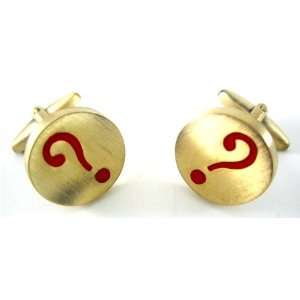  Red & Gold Circle Question Mark Cufflinks Jewelry