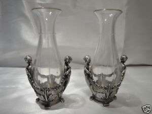 WMF Silverplate And Crystal Vases  