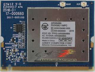RARE, GENUINE TOSHIBA PA3458U 1MPC Mini PCI 802.11g Wireless 