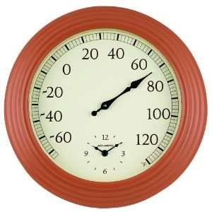  Chaney Instrument Plastic Terracotta Thermometer/Clock 