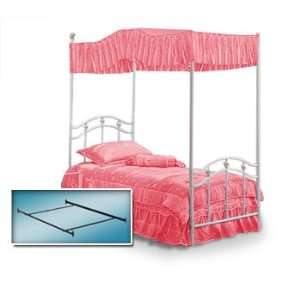 com White Twin Princess Bed Frame & Canopy Frame with Hot Pink Canopy 