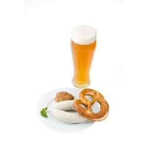  Bavarian White Sausage, Wheat Beer and Pretzel   Peel and 