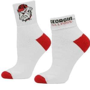  Georgia Bulldogs Ladies White Roll Down Socks