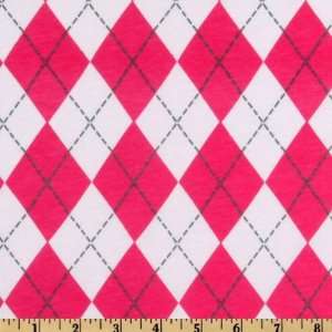  58 Wide Cotton Jersey Knit Argyle Fuchsia/White Fabric 
