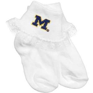   Michigan Wolverines Toddler Girls White Lace Ankle Socks Automotive
