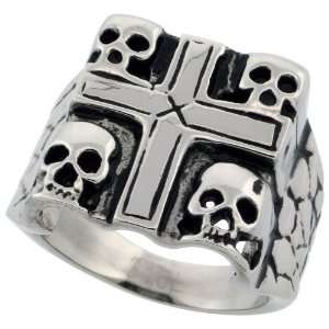  Surgical Stainless Steel Multi Skull w/ Cross on Center 