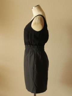 Crew black silk bodice & wool paperbag skirt tank dress 0  