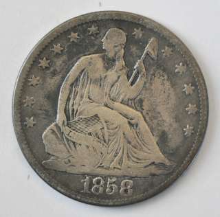 1858 O Seated Liberty Half Dollar 50c  