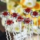 50p Clear Rosy Crystal Blossom Wedding Bridal Hairpins  