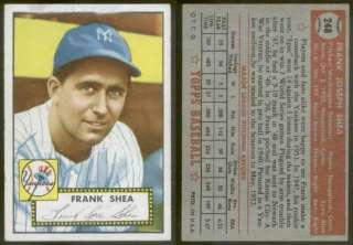 5598) 1952 Topps 248 Frank Shea Yankees Front Senators Back Poor 