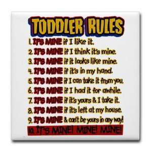  Tile Coaster (Set 4) Toddler Rules 