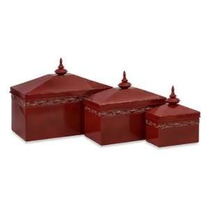  Scarlet Metal Boxes   Set of 3 by iMax
