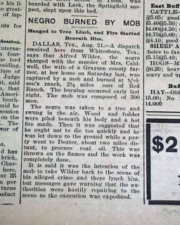   MO Negroes Banished Lynchings MISSOURI RACE RIOT 1901 Newspaper  