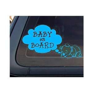 Bear Baby on Board Car   8 LIGHT BLUE   Vinyl Decal / Window Sticker