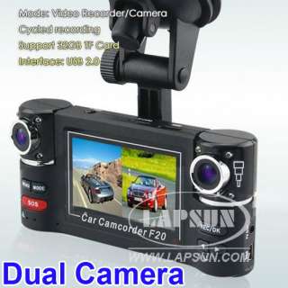 Dual Camera 720P Two Channels Car Video Audio Recorder DVR Motion 