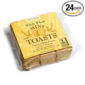 Divina Mini Toasts, Whole Wheat, 2.8 Ounce Packages (Pack of 24 