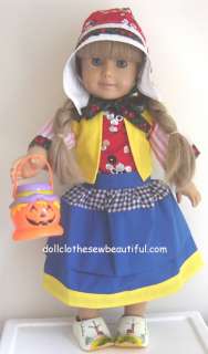 Dutch Costume fits American Girl Doll w/ Wooden Shoes  