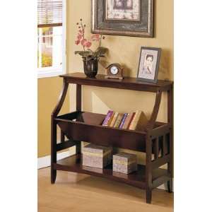  Wood Magazine Rack Console Table   Cherry Brown Finish 
