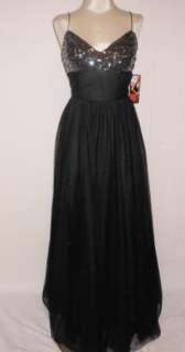NWT Adrianna Papell E Red Carpet Sequin Black Mesh Ball Gown 12 