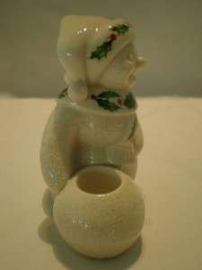   Holiday Mrs.Snowman Candlestick Holder Figurine Made in U.S.A.  