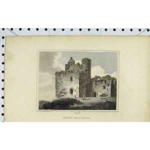  1805 View RavenS Craig Castle Ruins Antique Print