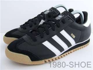 RARE Adidas Originals Rom Black & White Mens Retro Leather Trainers 8 
