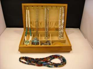 Wood Jewelry Box w fashion jewelry collection  
