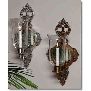  N844   Antique Silver Ornate Mirrored Sconce Kitchen 