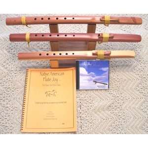   Hole Cedar Flutes with Triple Rack, Book & CD Musical Instruments