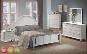 Queen Bed dresser & Mirror 3 piece Bedroom Set White  