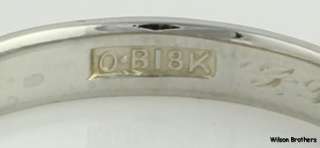 Vintage OB Engraved Wedding Band   18k Solid White Gold Ring High 