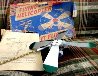 vintage CLOVER HELICOPTER reading pa TOY WHIRLYGIG+BOX  