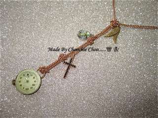Old Clock Face Vintage Long Gold Necklace Choochie Choo  