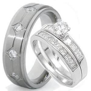   Engagement Wedding Bridal Ring Set (Size Mens 8 Womens 5) Jewelry