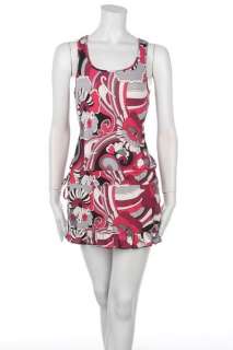 New Short Summer Mini Foral Retro Slinky Pink Dress S L  