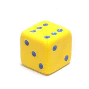  48mm Rubber d6 Dice, Yellow with Blue pips Toys & Games