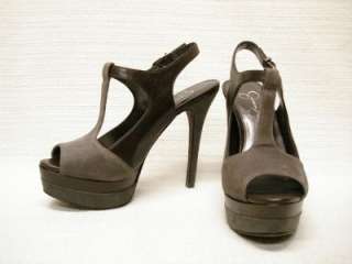 NIB JESSICA SIMPSON ELSO GRAY LEATHER STRAP SANDALS 8M  