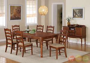 Oxford 8 Piece Dark Oak Dining Room Set Table & Chairs w/ Server 