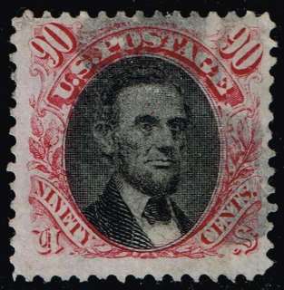 US stamp#122 90c Carmine & Black1869 Pirctorial Issue used stamp 