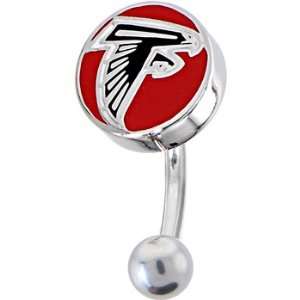   Football League Logo Top Mount Curved Belly Ring   Atlanta Falcons