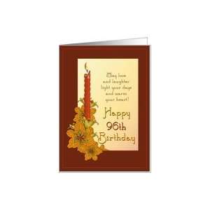  Happy 96th Birthday Tiger Lily and Red Candle Card Toys 