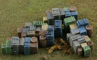 HO Scale Piles of Fruit Crates and Barrels  