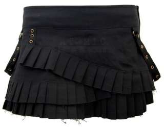 Spin Doctor Steampunk Ruffle Mini Skirt Black Gothic  
