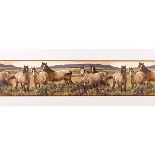 Western Bath Wild Mustang Horses Bathroom Wall Border Wall Paper New 