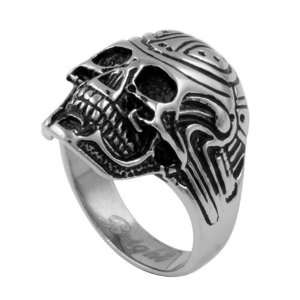   316L Oxidized Stainless Steel Alien Skull Biker Ring   Size 9 Jewelry