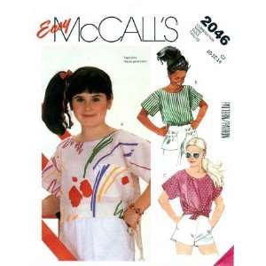  McCalls 2046 Sewing Pattern Girls Pullover Tops Size 10 