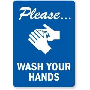  Please Wash Your Hands (vertical) Plastic Sign, 14 x 10 